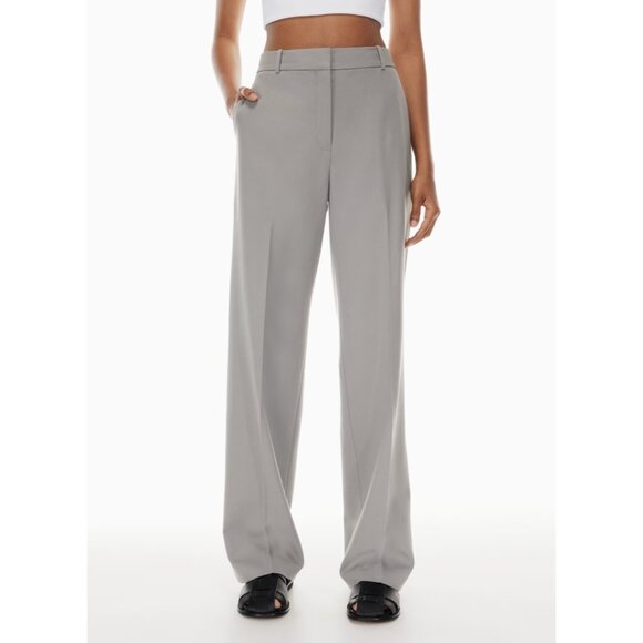 Aritzia Babaton Agency Pants High Waisted City Wool Twill Trousers Straight Gray - Picture 2 of 14